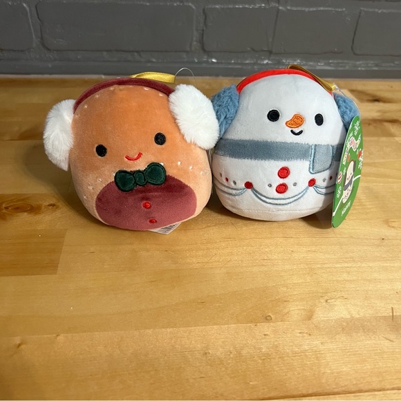 NWT Squishmallows 4 inch Ornament Bundle: Gingerbread & Snowman Ornaments - Picture 1 of 6